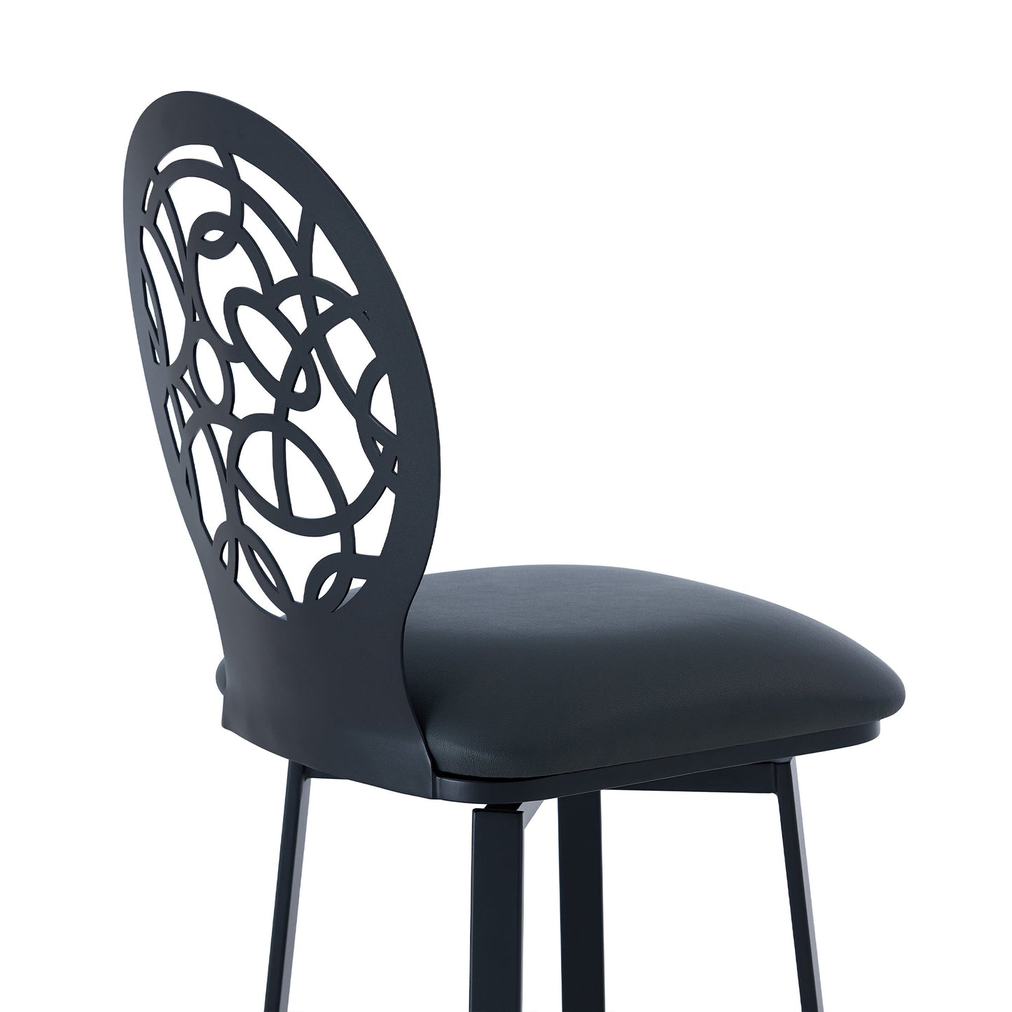 Lotus Contemporary 30" Bar Height Barstool in Brushed Stainless Steel and Matte Black Finish