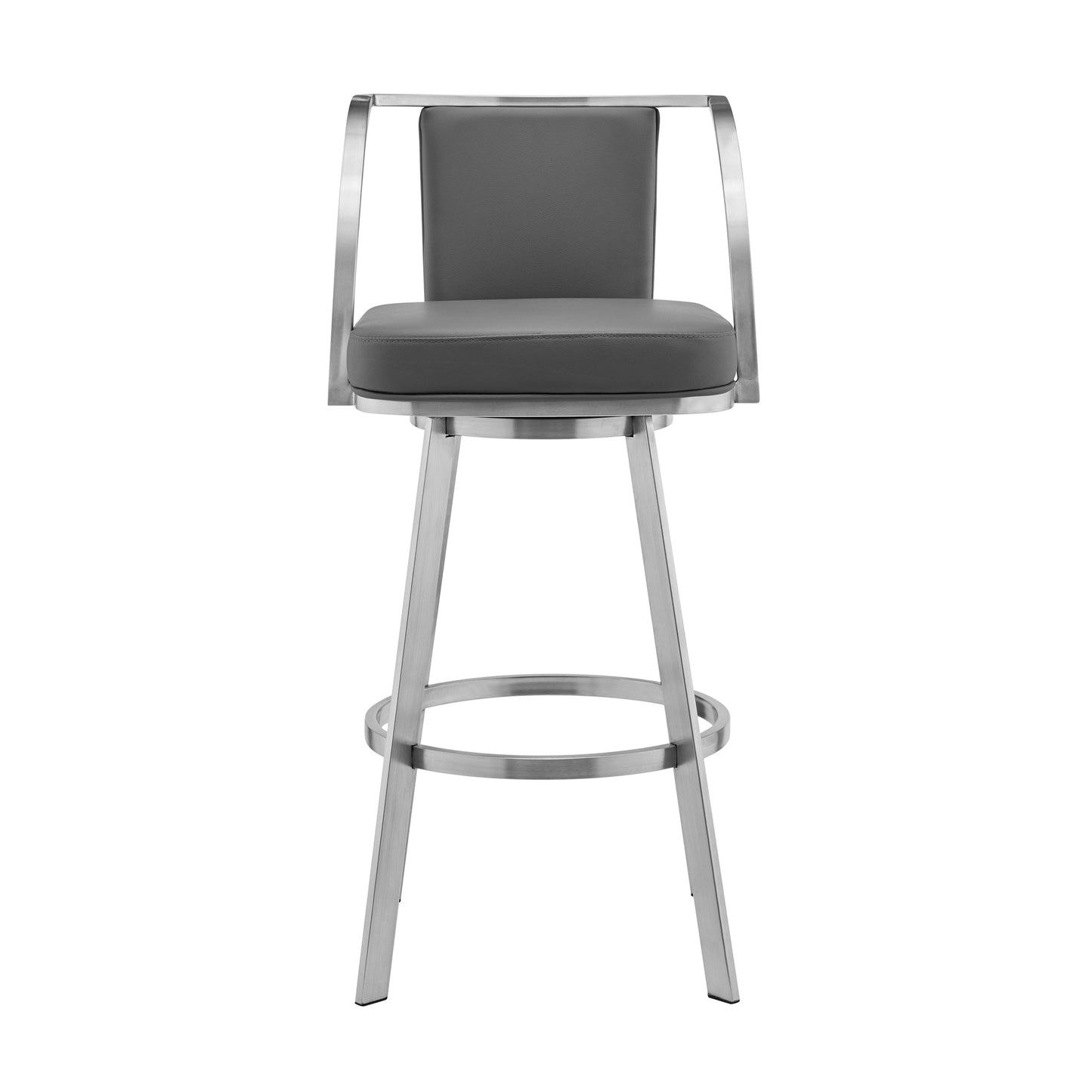 Livingston Gray Faux Leather and Metal Swivel Bar Stool