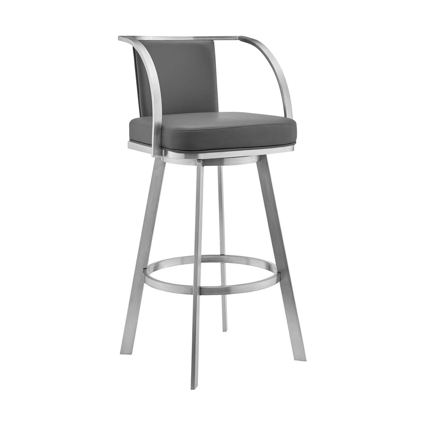 Livingston Gray Faux Leather and Metal Swivel Bar Stool