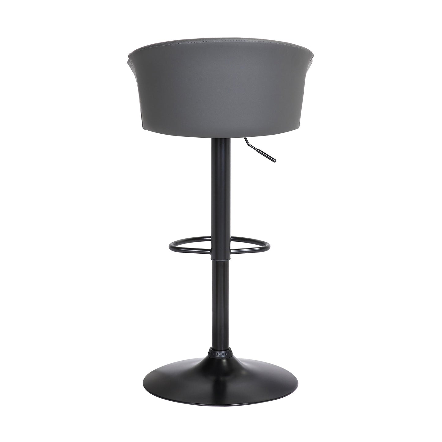 Lydia Adjustable Wood Bar Stool with Faux Leather and Black Metal