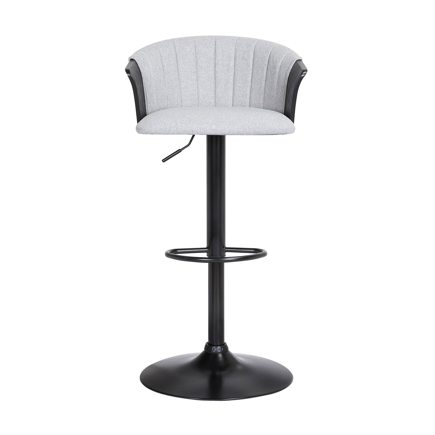 Lydia Adjustable Wood Bar Stool with Faux Leather and Black Metal