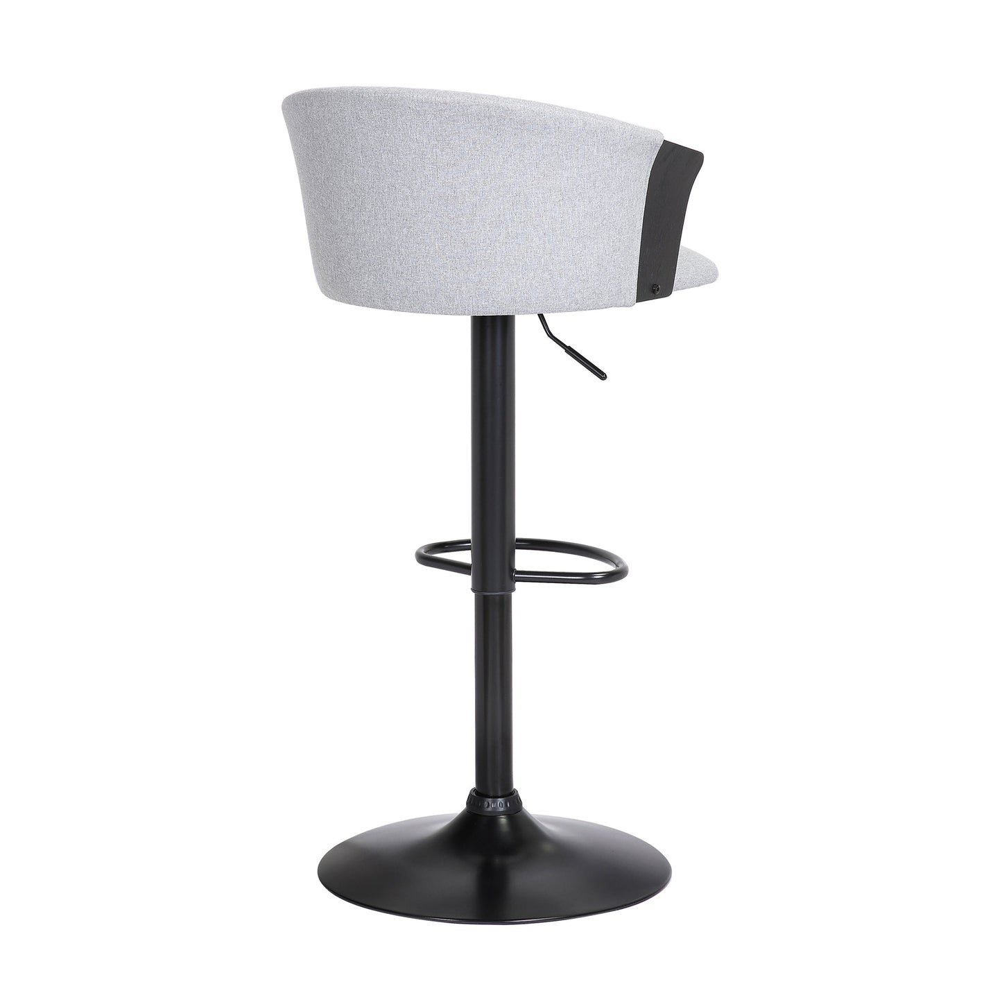 Lydia Adjustable Wood Bar Stool with Faux Leather and Black Metal