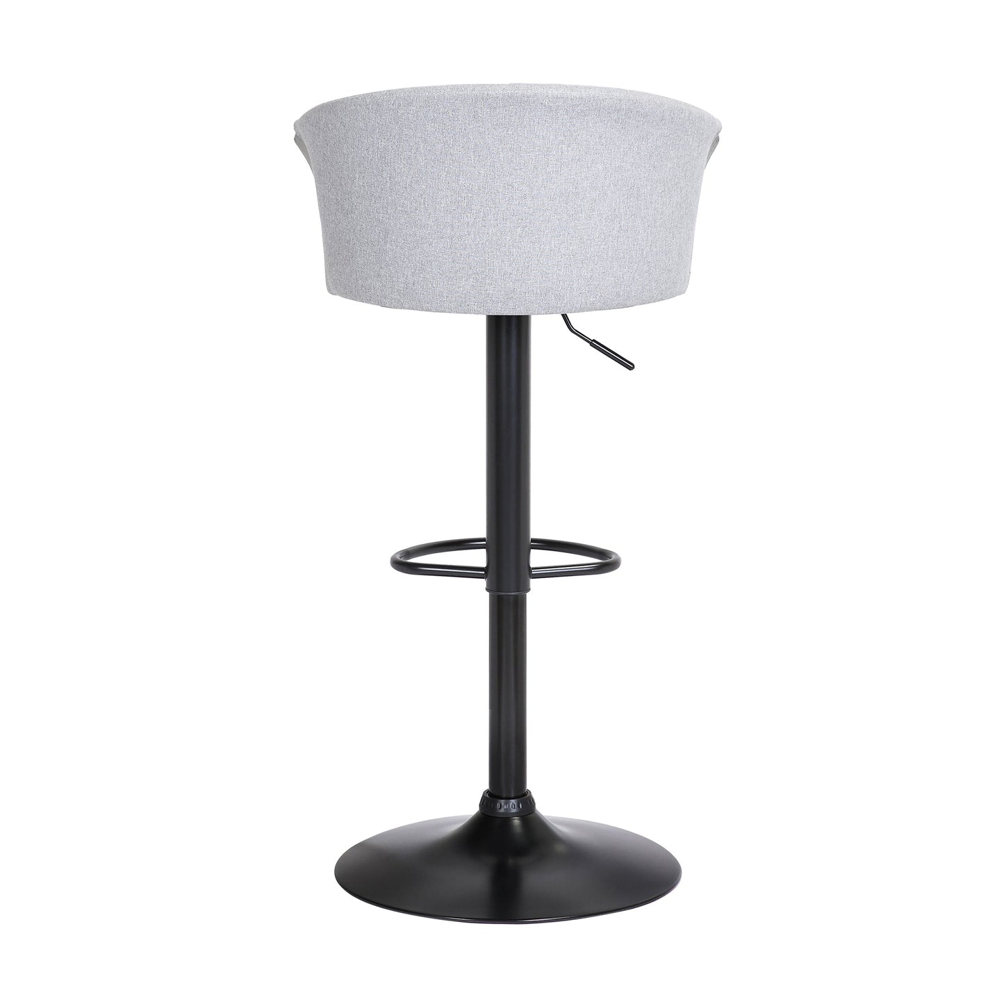 Lydia Adjustable Wood Bar Stool with Faux Leather and Black Metal