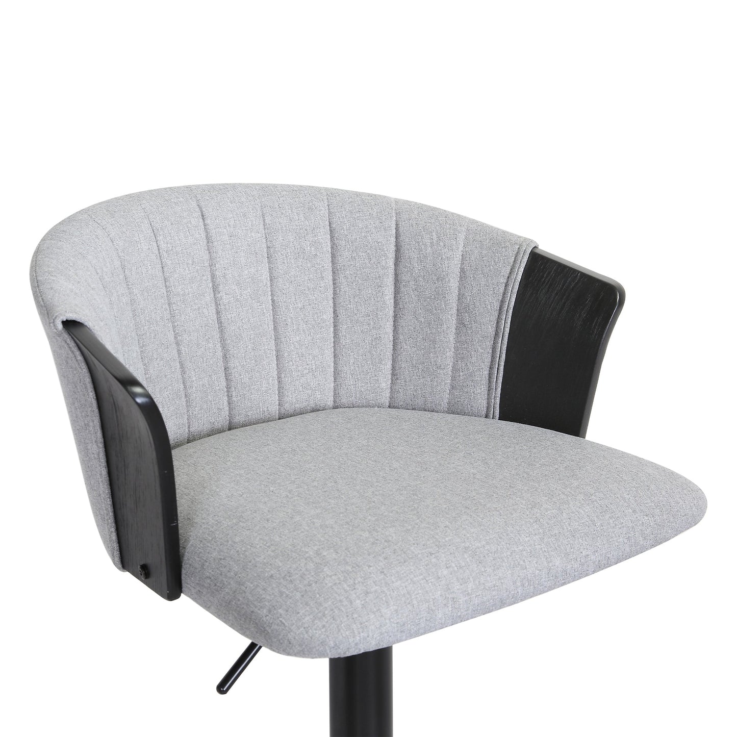 Lydia Adjustable Wood Bar Stool with Faux Leather and Black Metal