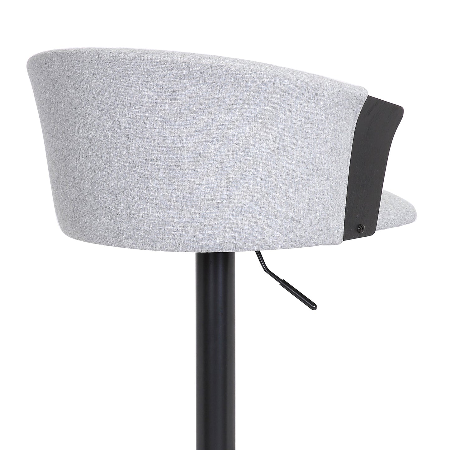 Lydia Adjustable Wood Bar Stool with Faux Leather and Black Metal