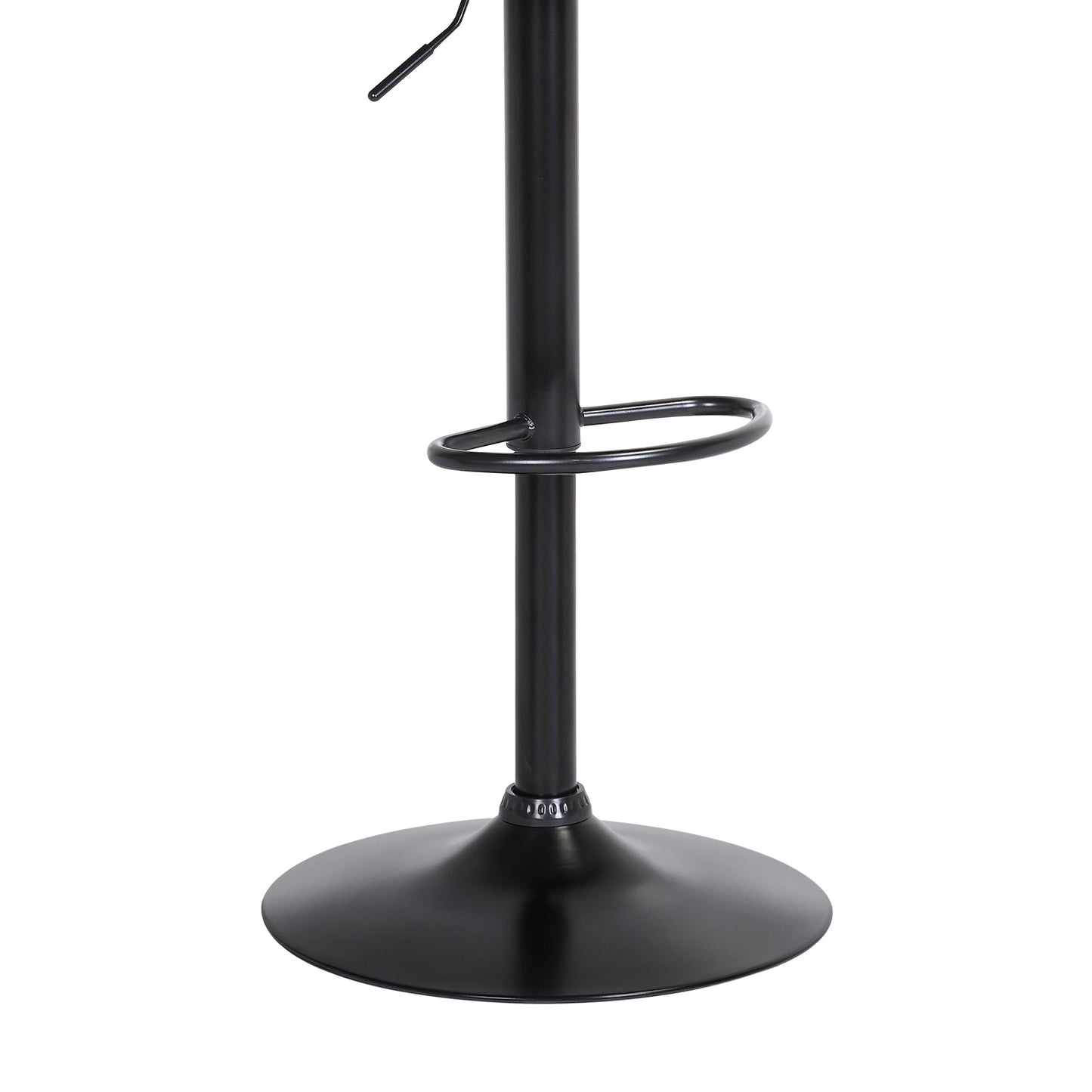 Lydia Adjustable Wood Bar Stool with Faux Leather and Black Metal