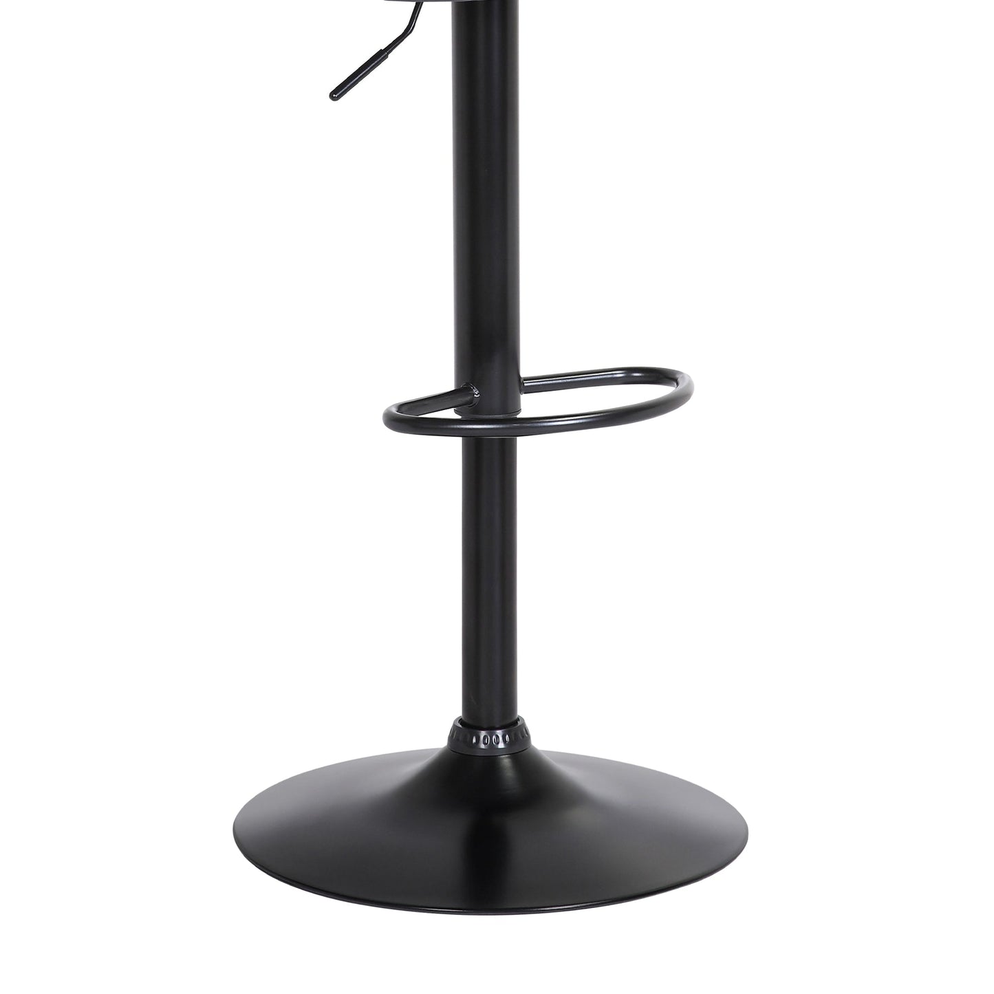 Lydia Adjustable Wood Bar Stool with Faux Leather and Black Metal