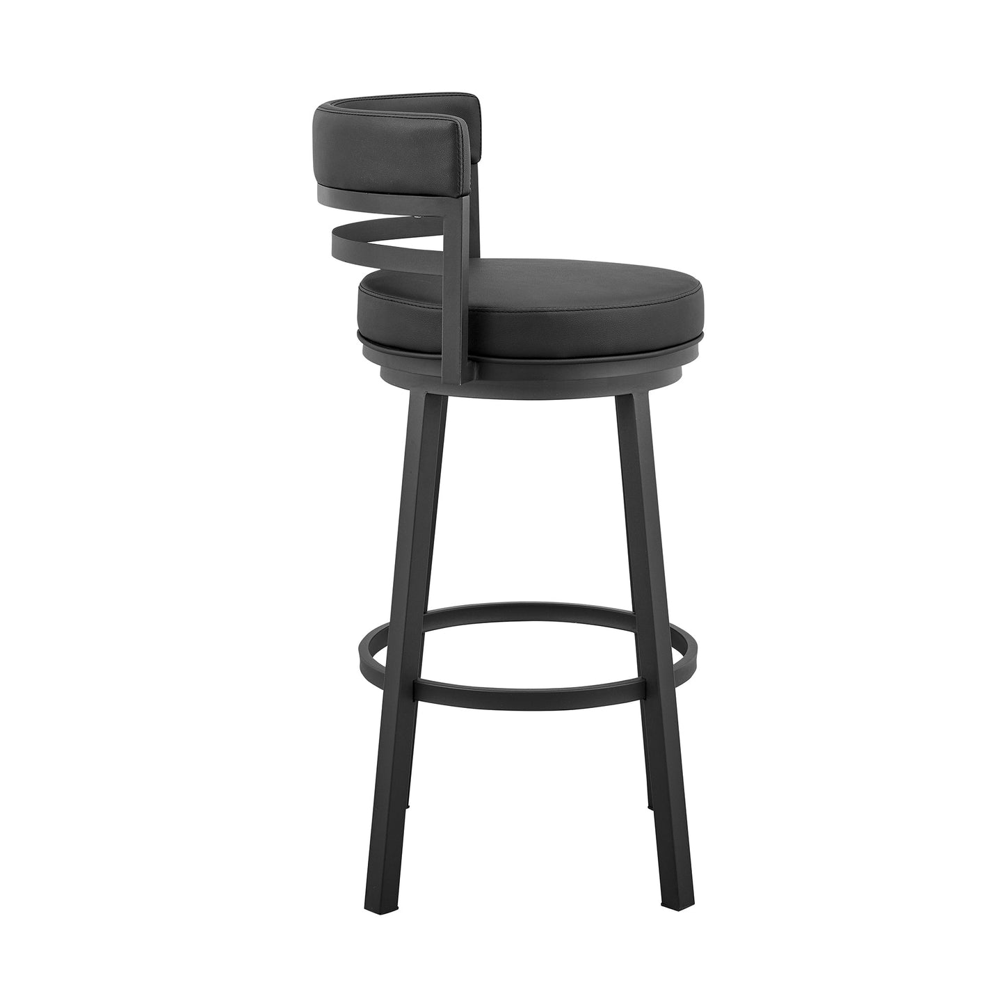 Madrid Bar and Counter Height Swivel Faux Leather and Brushed Stainless Steel Bar Stool