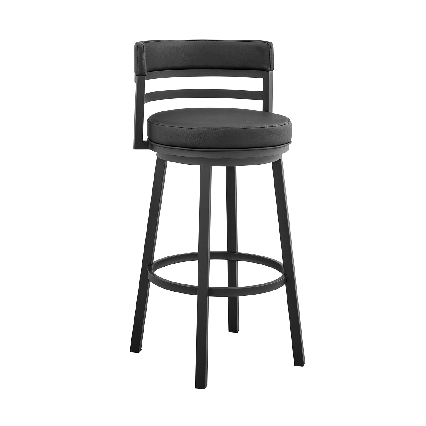 Madrid Bar and Counter Height Swivel Faux Leather and Brushed Stainless Steel Bar Stool
