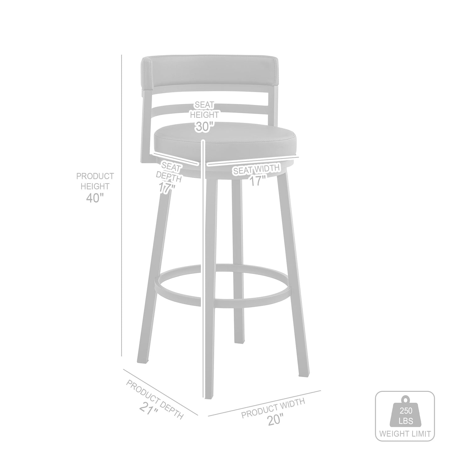 Madrid Bar and Counter Height Swivel Faux Leather and Brushed Stainless Steel Bar Stool