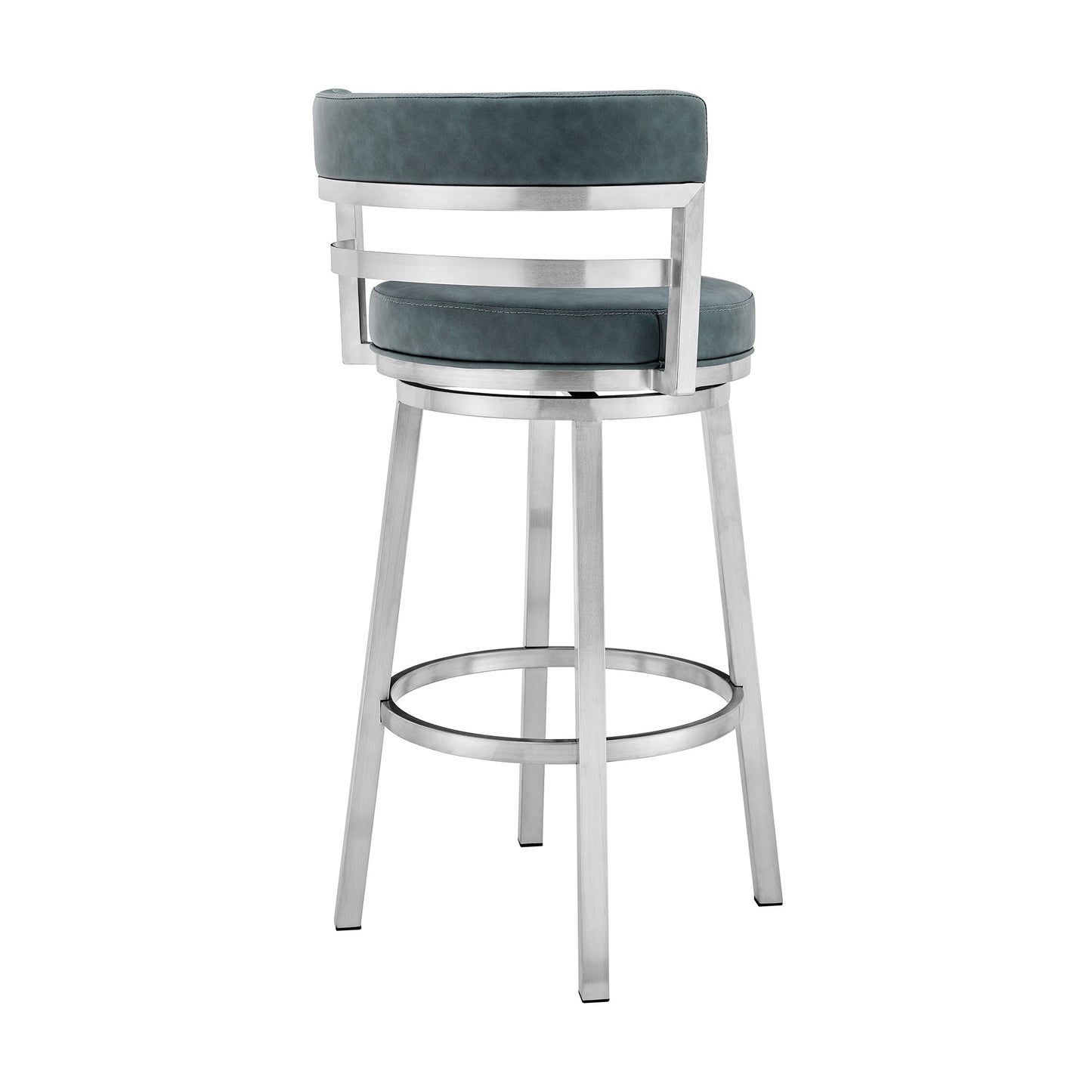 Madrid Bar and Counter Height Swivel Faux Leather and Brushed Stainless Steel Bar Stool