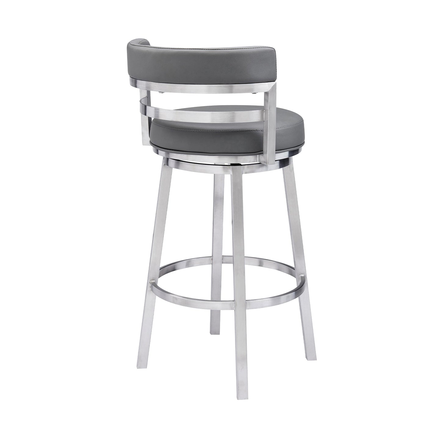 Madrid Bar and Counter Height Swivel Faux Leather and Brushed Stainless Steel Bar Stool