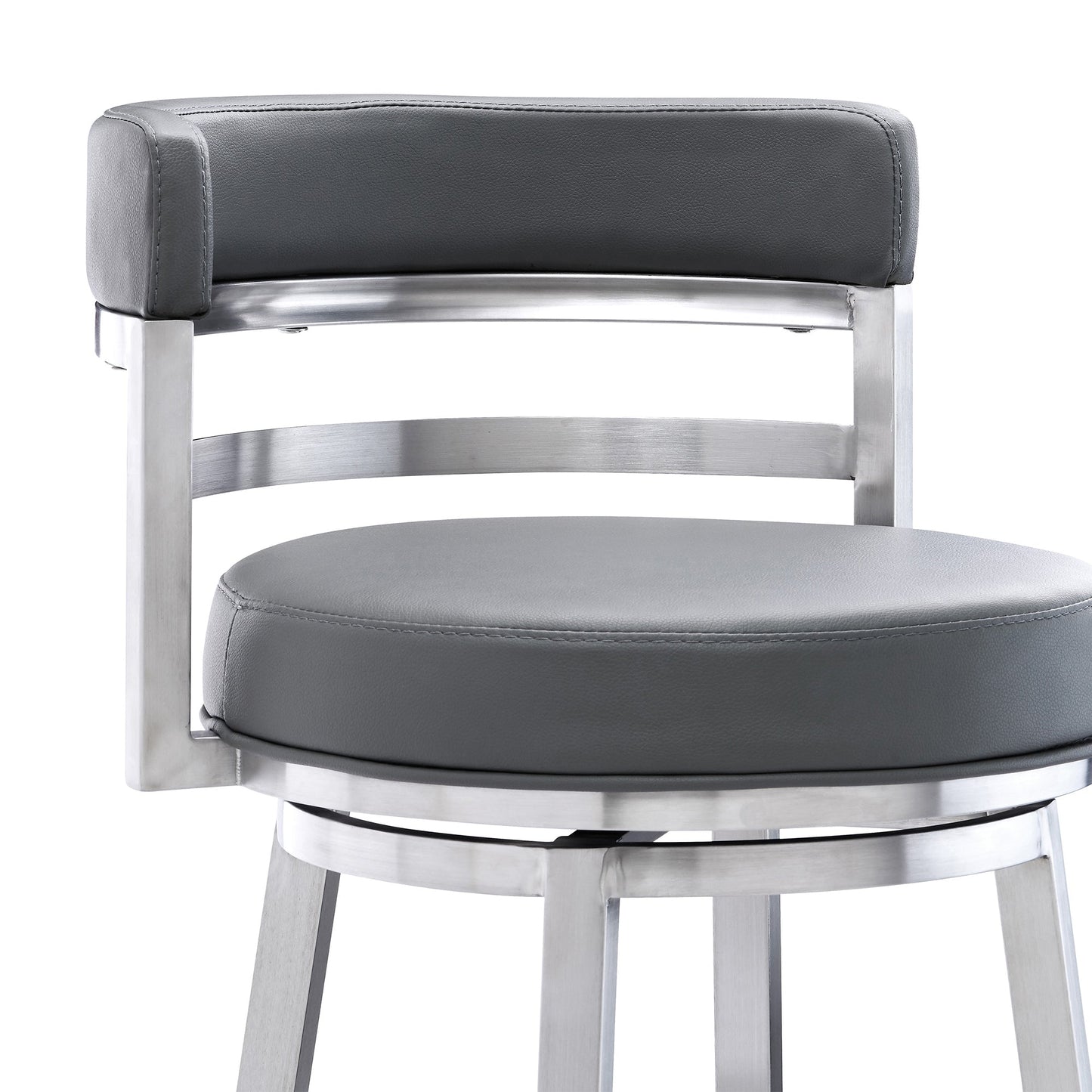Madrid Bar and Counter Height Swivel Faux Leather and Brushed Stainless Steel Bar Stool