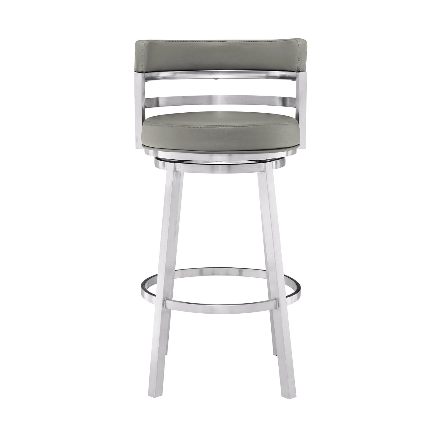 Madrid Bar and Counter Height Swivel Faux Leather and Brushed Stainless Steel Bar Stool