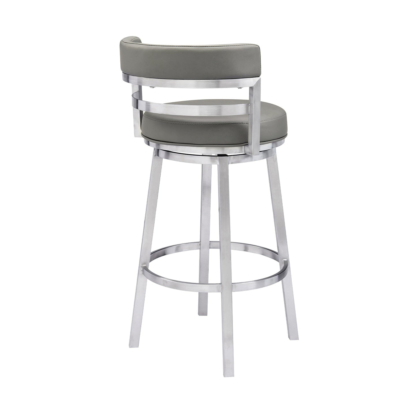 Madrid Bar and Counter Height Swivel Faux Leather and Brushed Stainless Steel Bar Stool