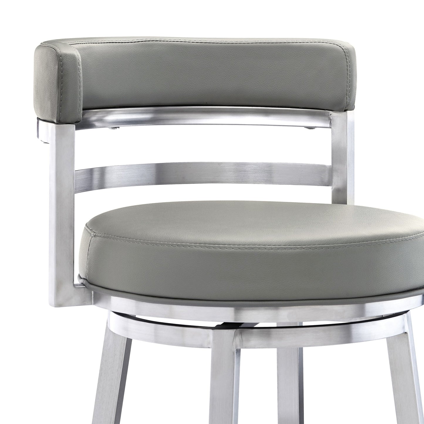 Madrid Bar and Counter Height Swivel Faux Leather and Brushed Stainless Steel Bar Stool