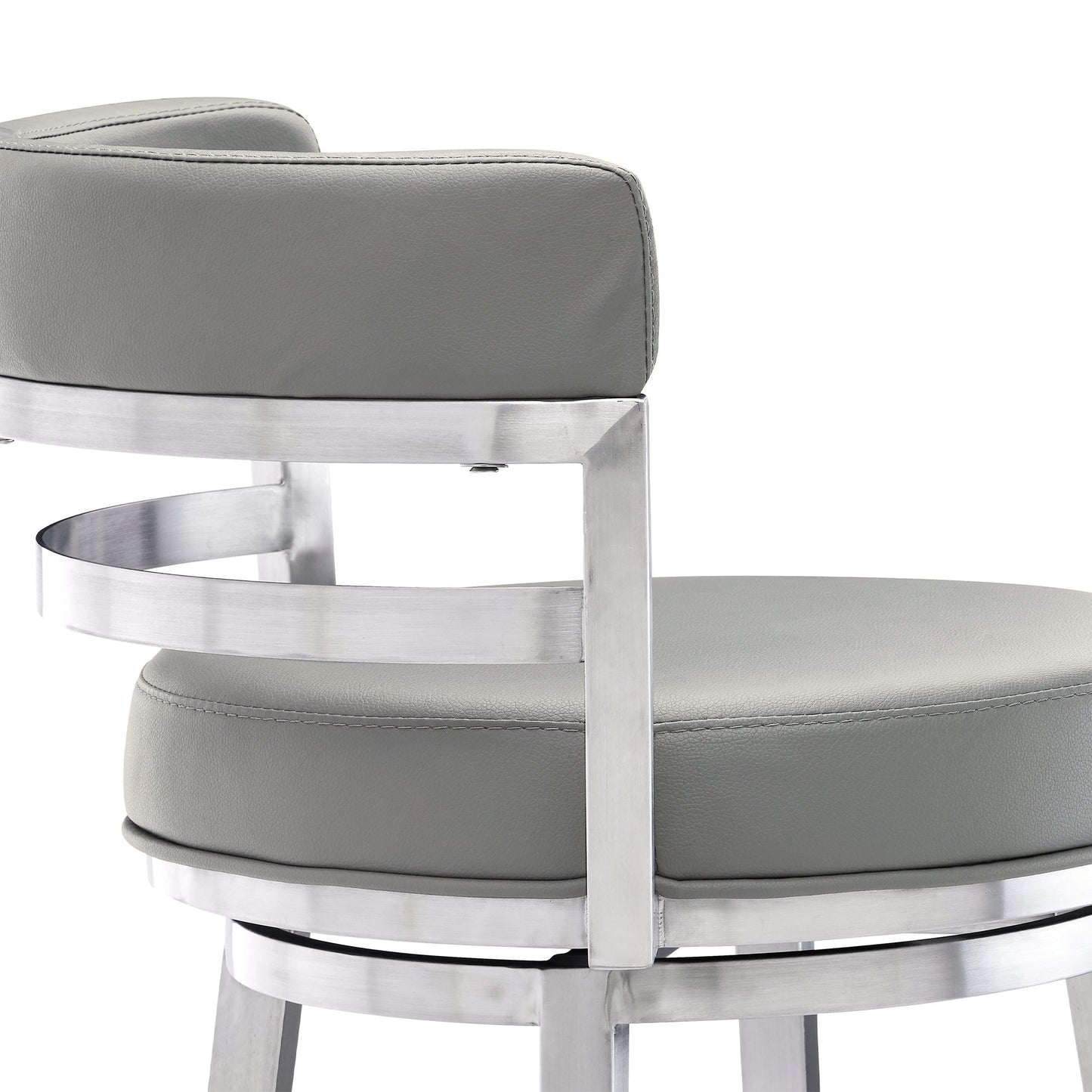 Madrid Bar and Counter Height Swivel Faux Leather and Brushed Stainless Steel Bar Stool