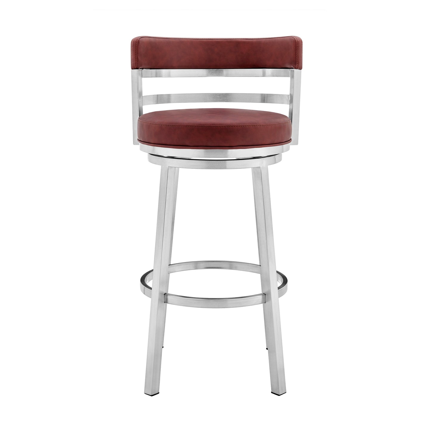 Madrid Bar and Counter Height Swivel Faux Leather and Brushed Stainless Steel Bar Stool