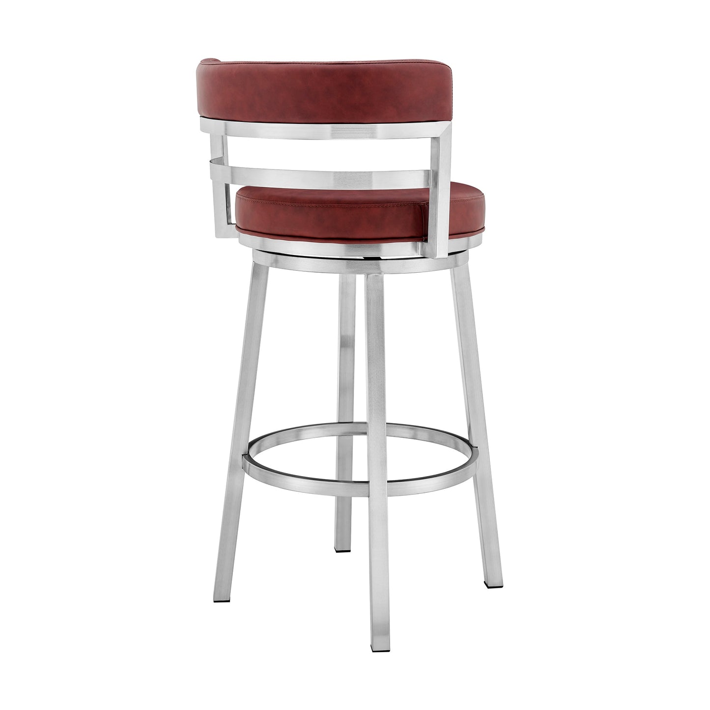Madrid Bar and Counter Height Swivel Faux Leather and Brushed Stainless Steel Bar Stool