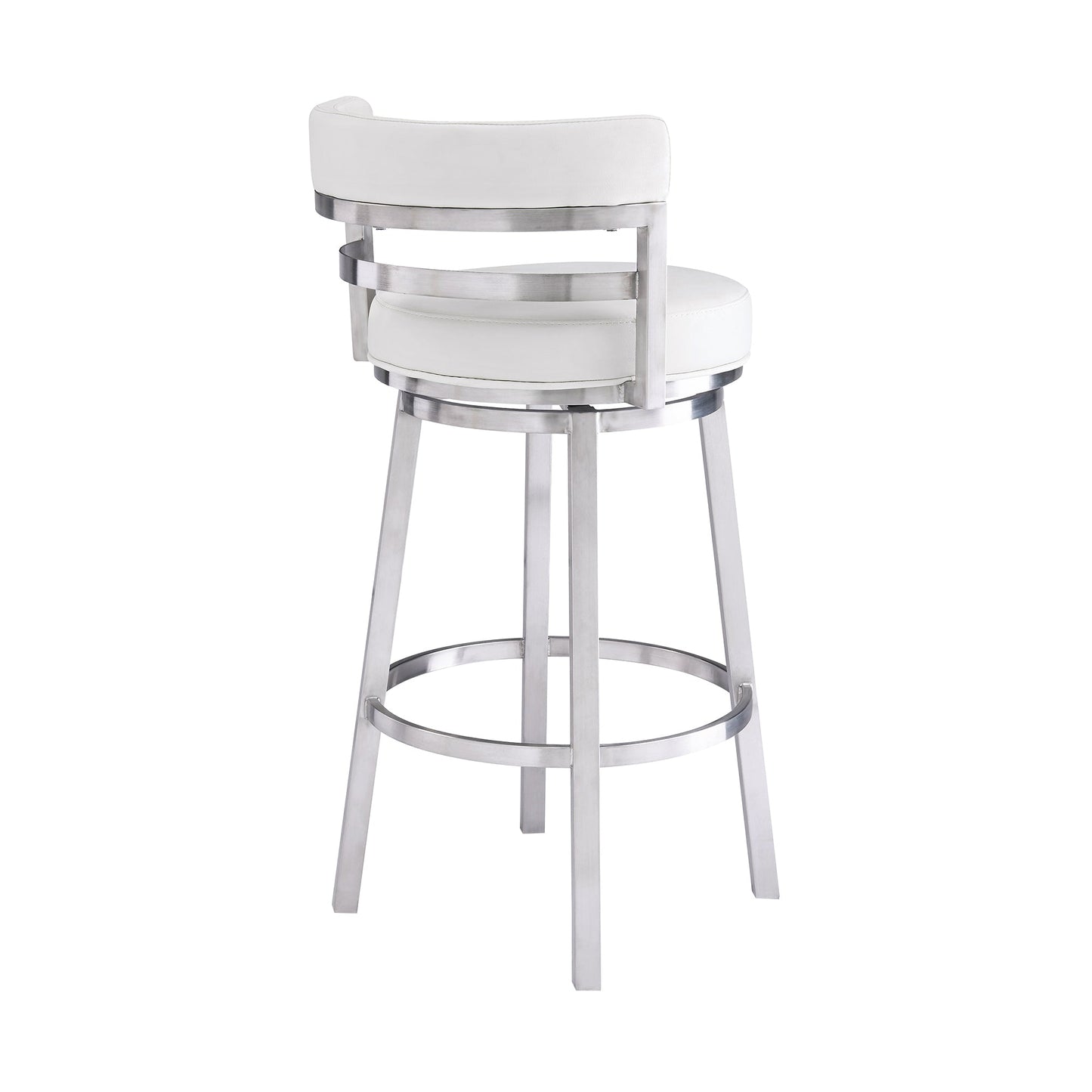 Madrid Bar and Counter Height Swivel Faux Leather and Brushed Stainless Steel Bar Stool