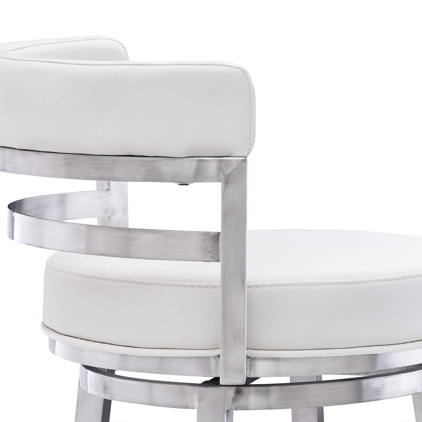 Madrid Bar and Counter Height Swivel Faux Leather and Brushed Stainless Steel Bar Stool