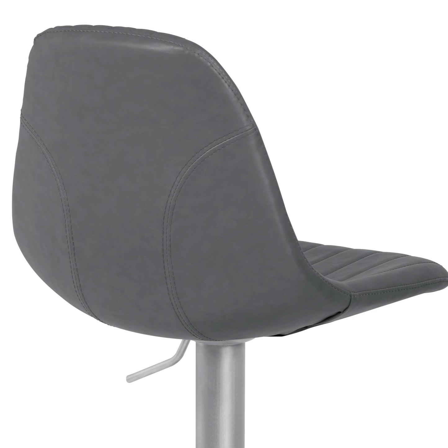 Melrose Adjustable Metal Barstool in Vintage Gray Faux Leather with Brushed Stainless Steel Finish