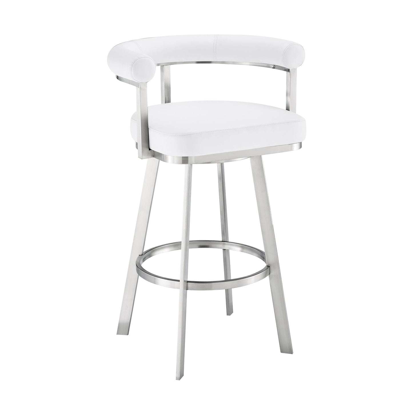 Magnolia Swivel Counter and Bar Stools in Metal and Faux Leather