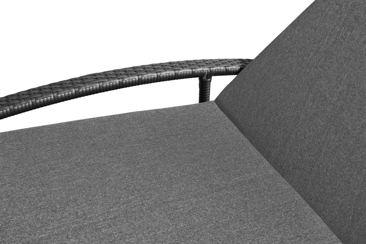 Mahana Adjustable Patio Outdoor Chaise Lounge Chair in Black Wicker with Charcoal Cushions