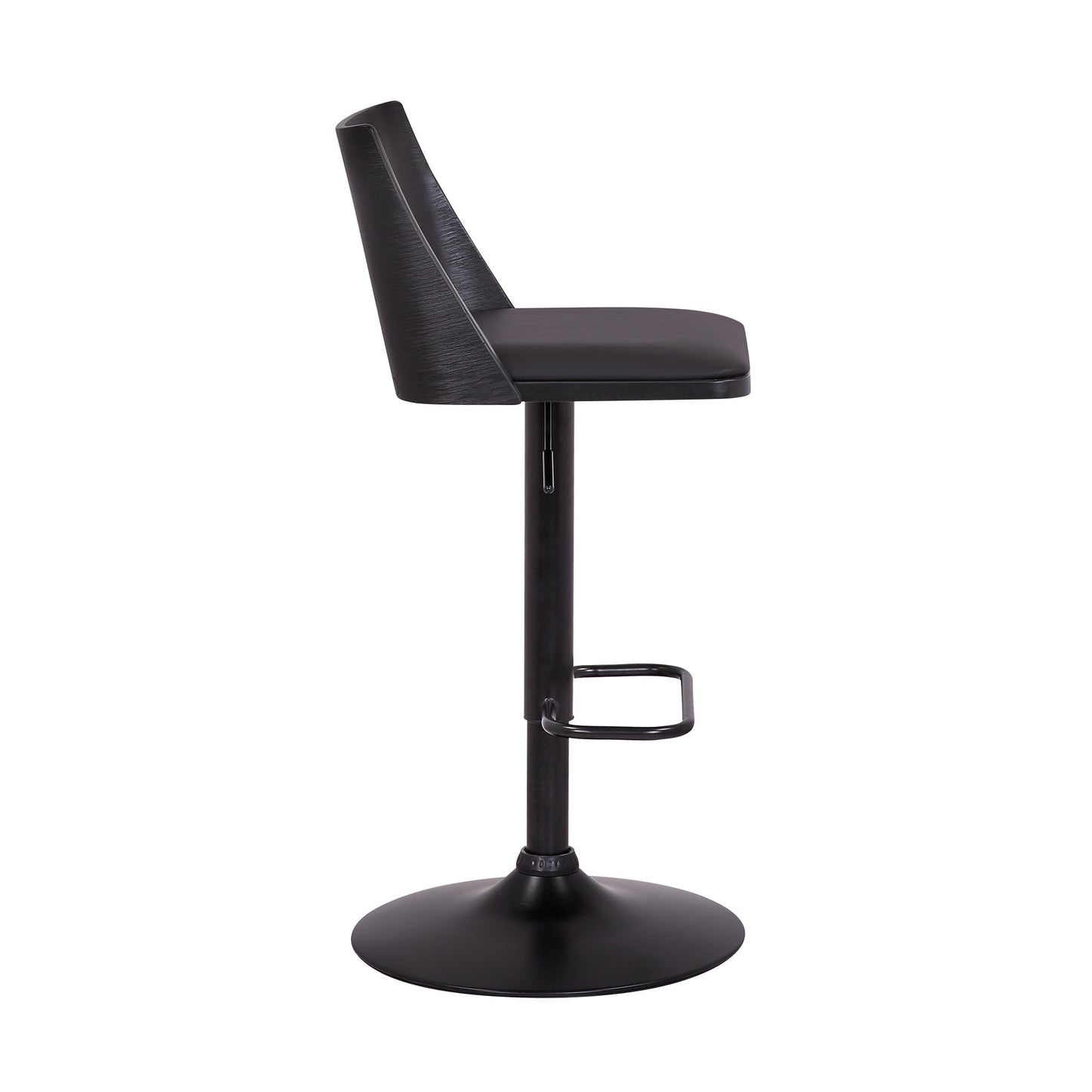 Milan Adjustable Swivel Faux Leather and Wood Bar Stool with Black Base