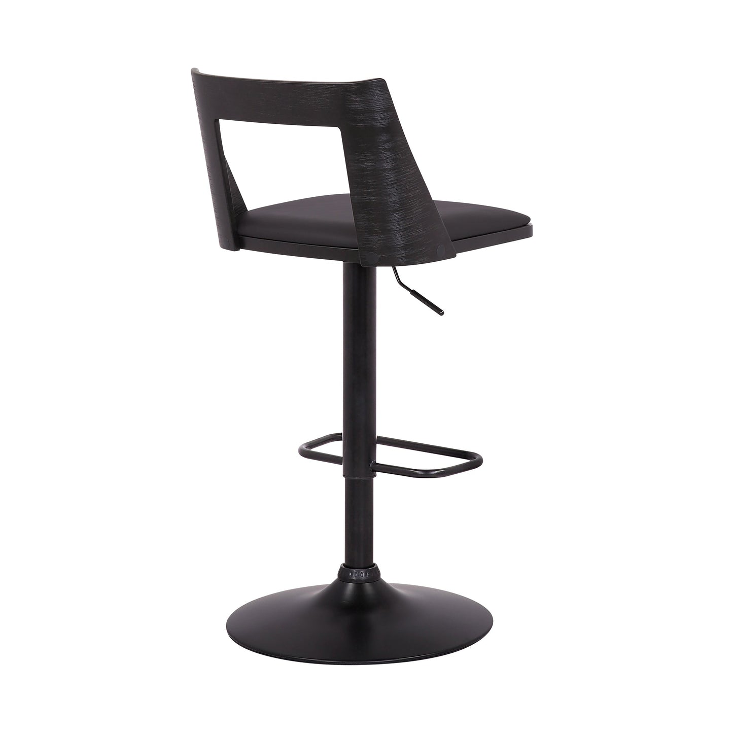 Milan Adjustable Swivel Faux Leather and Wood Bar Stool with Black Base