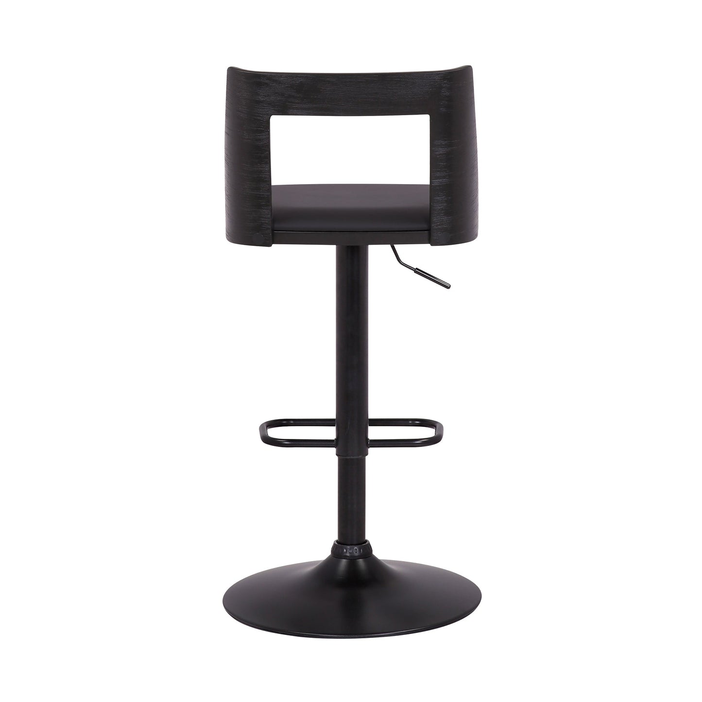 Milan Adjustable Swivel Faux Leather and Wood Bar Stool with Black Base