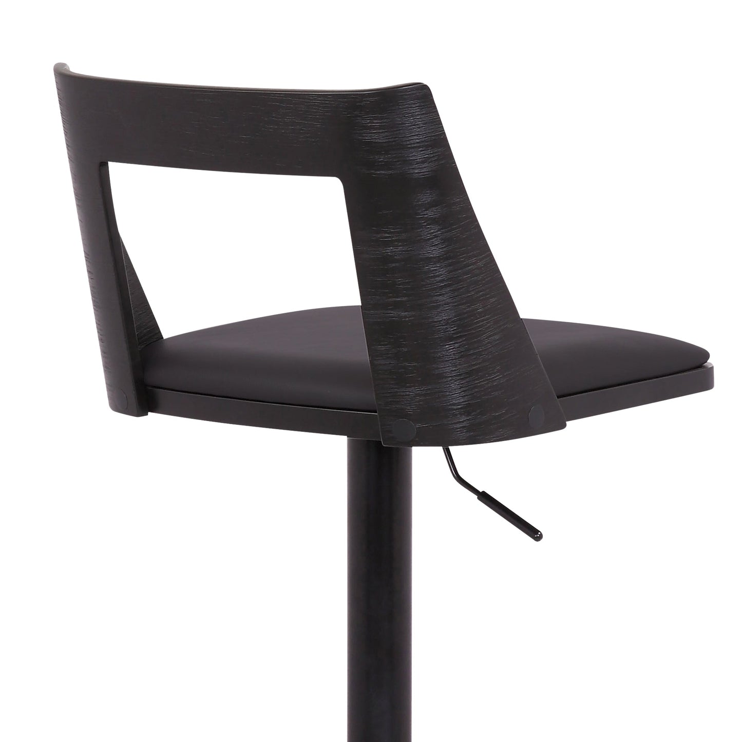 Milan Adjustable Swivel Faux Leather and Wood Bar Stool with Black Base