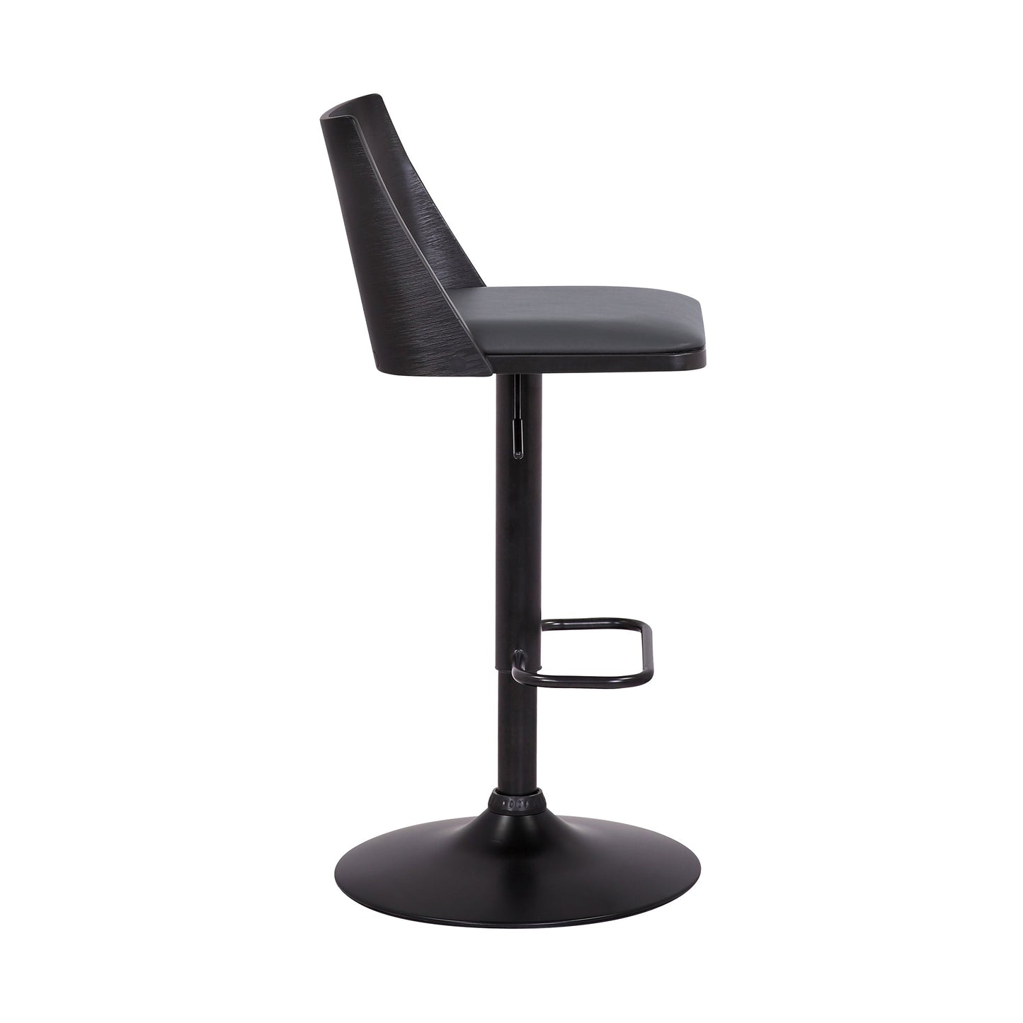 Milan Adjustable Swivel Faux Leather and Wood Bar Stool with Black Base