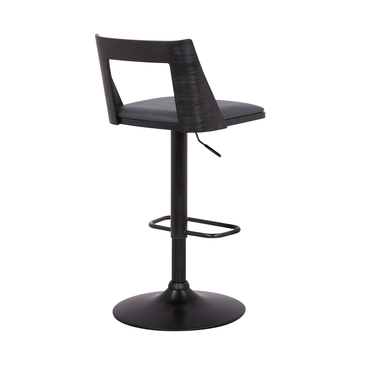 Milan Adjustable Swivel Faux Leather and Wood Bar Stool with Black Base