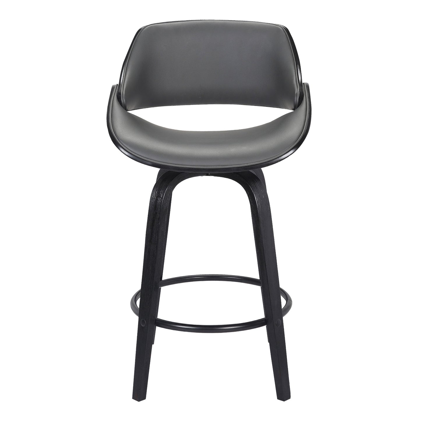 Mona Swivel Faux Leather Counter and Bar Height Stool with Wood Base
