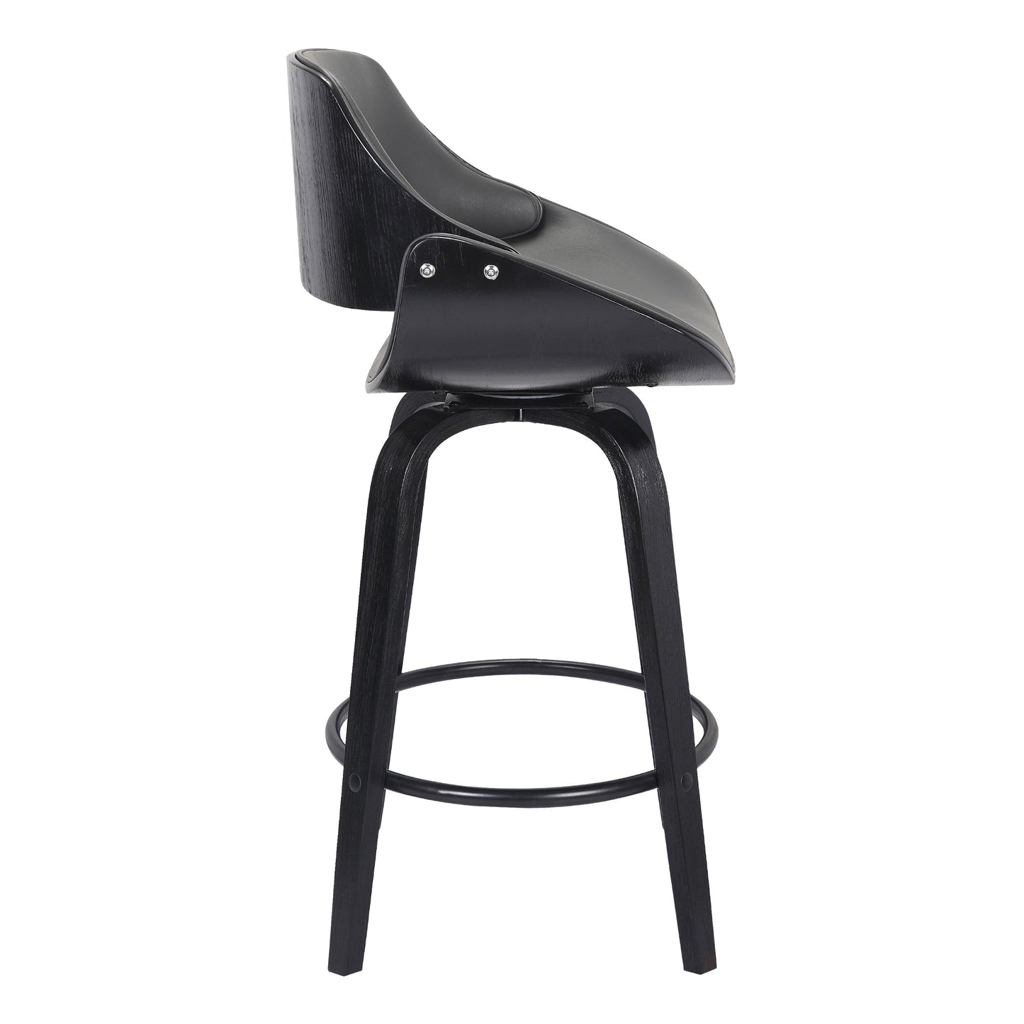 Mona Swivel Faux Leather Counter and Bar Height Stool with Wood Base