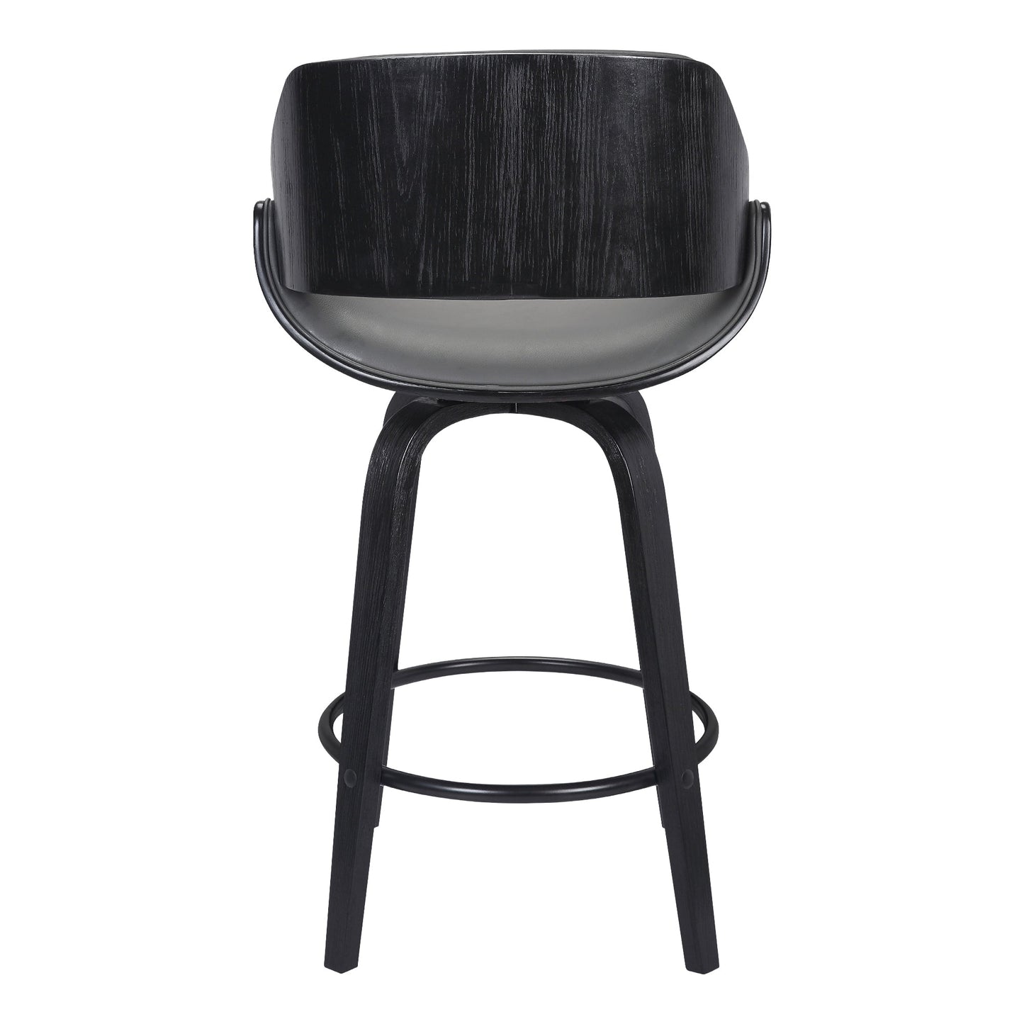 Mona Swivel Faux Leather Counter and Bar Height Stool with Wood Base