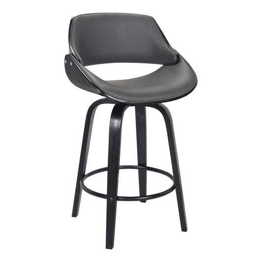 Mona Swivel Faux Leather Counter and Bar Height Stool with Wood Base