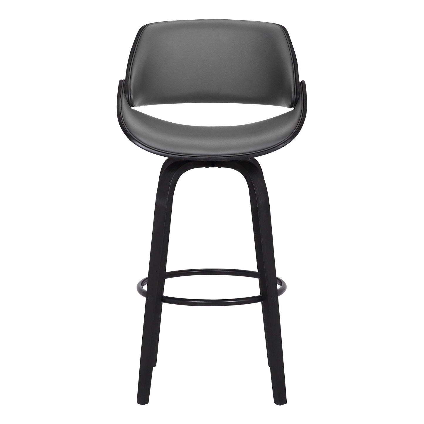 Mona Swivel Faux Leather Counter and Bar Height Stool with Wood Base