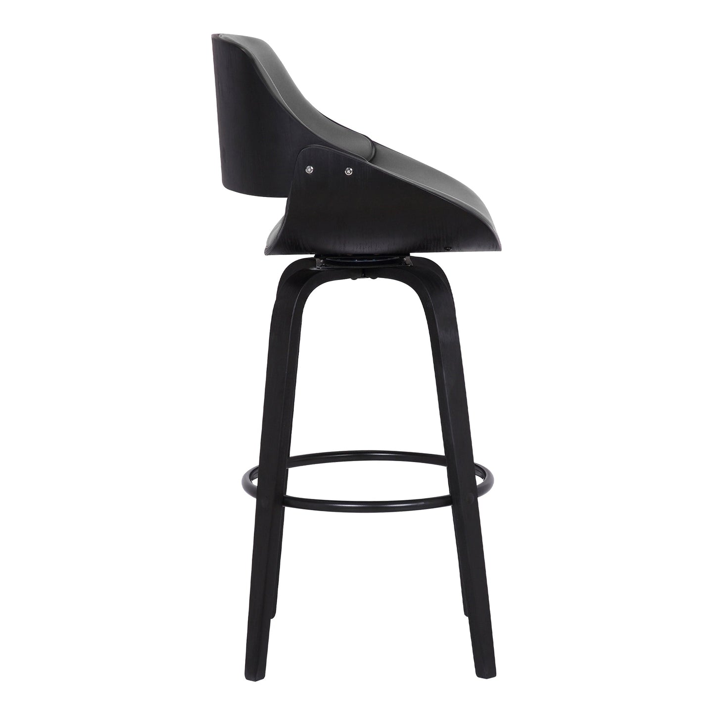 Mona Swivel Faux Leather Counter and Bar Height Stool with Wood Base