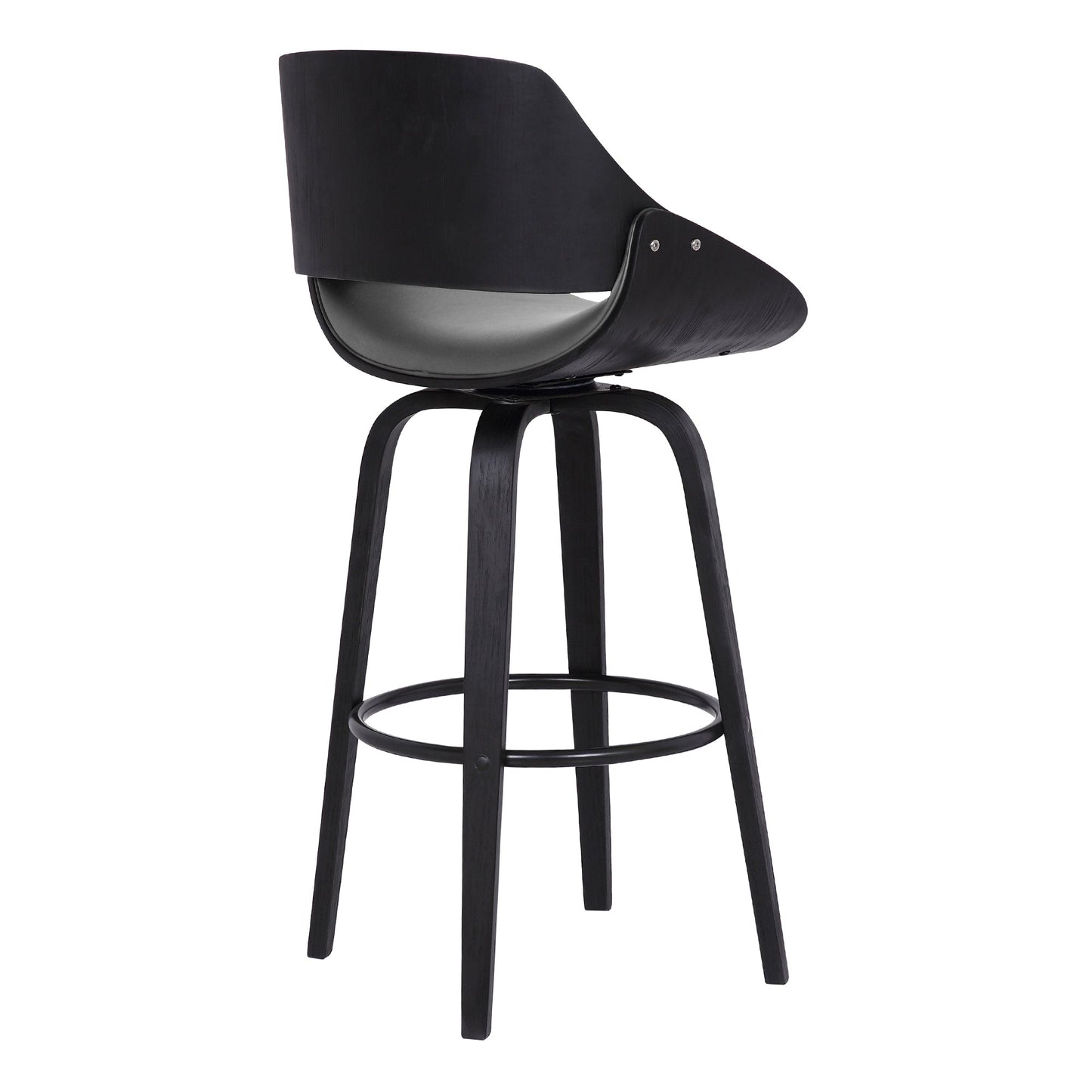 Mona Swivel Faux Leather Counter and Bar Height Stool with Wood Base