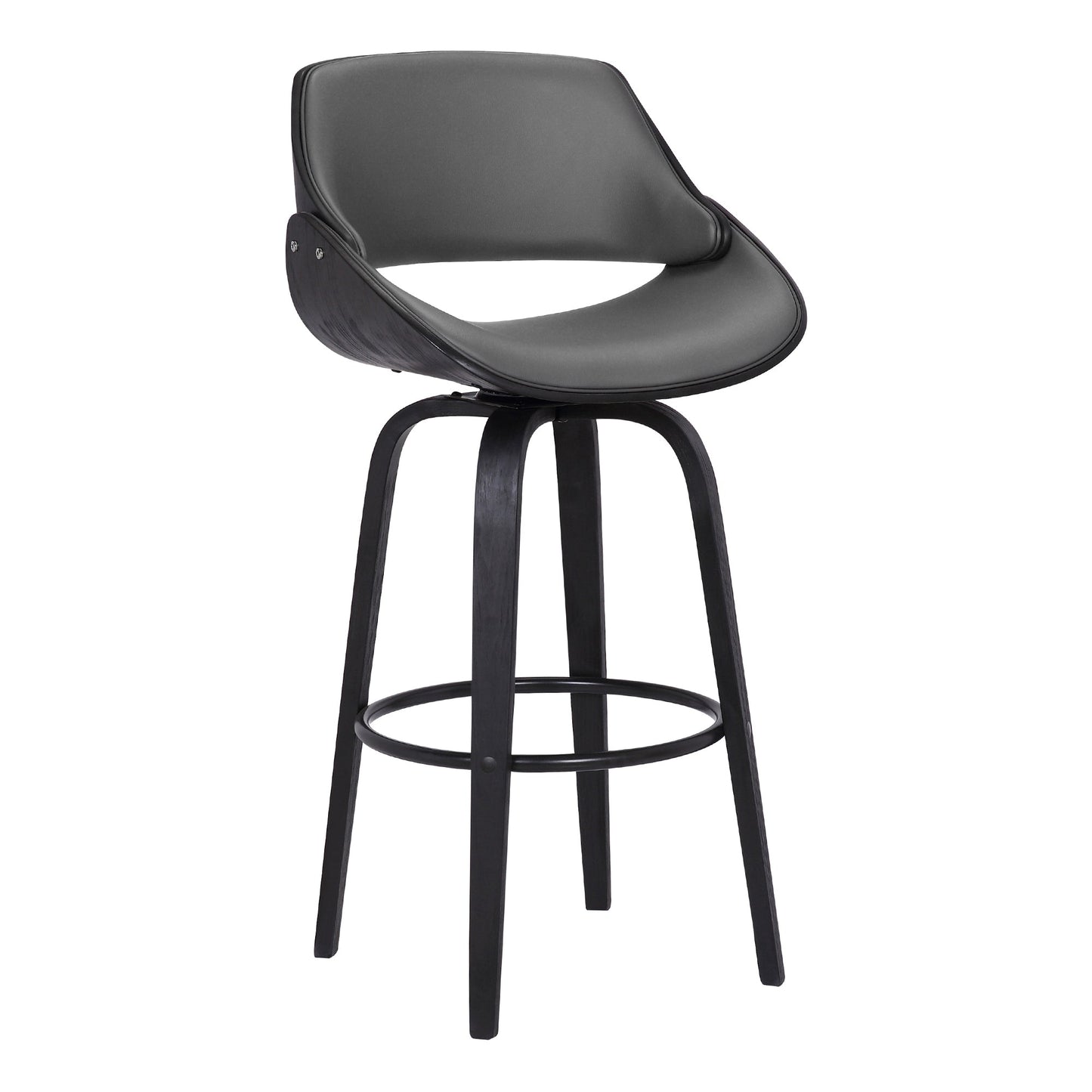 Mona Swivel Faux Leather Counter and Bar Height Stool with Wood Base
