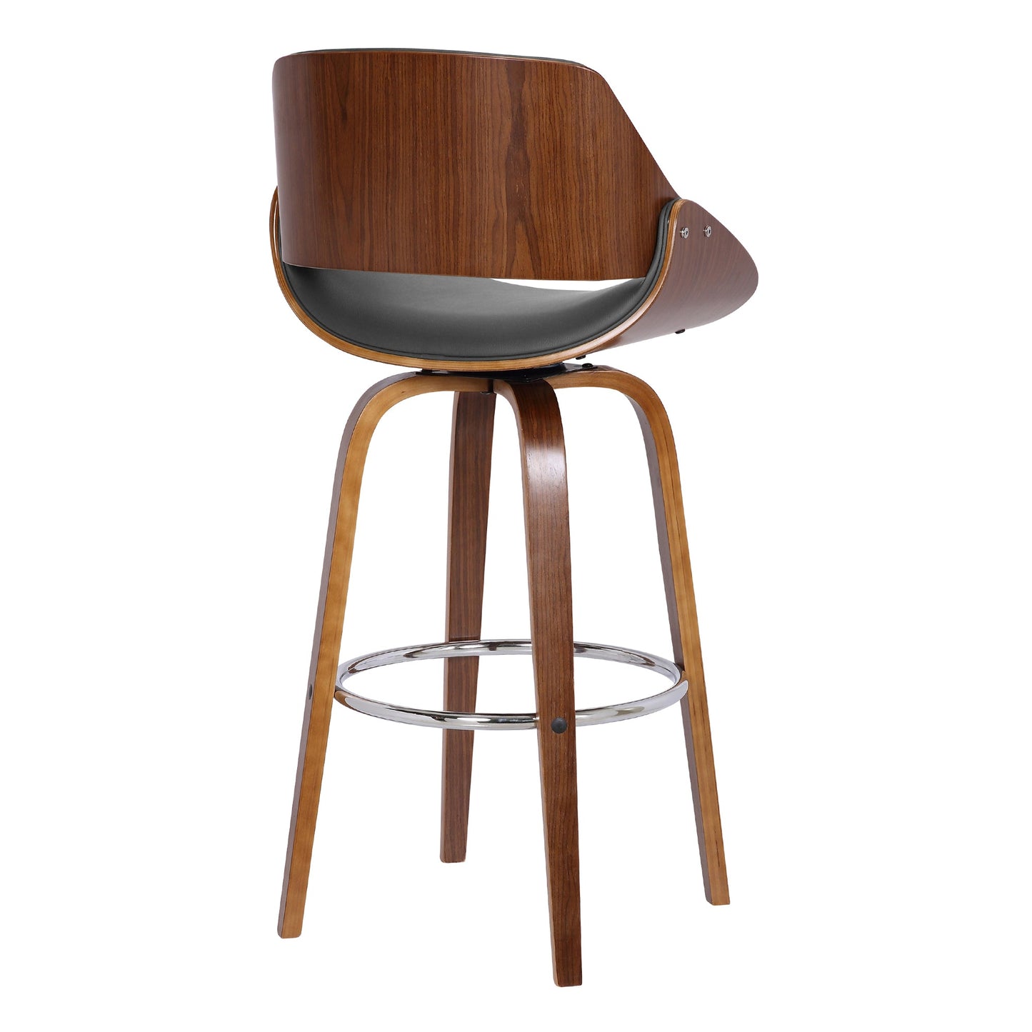 Mona Swivel Faux Leather Counter and Bar Height Stool with Wood Base