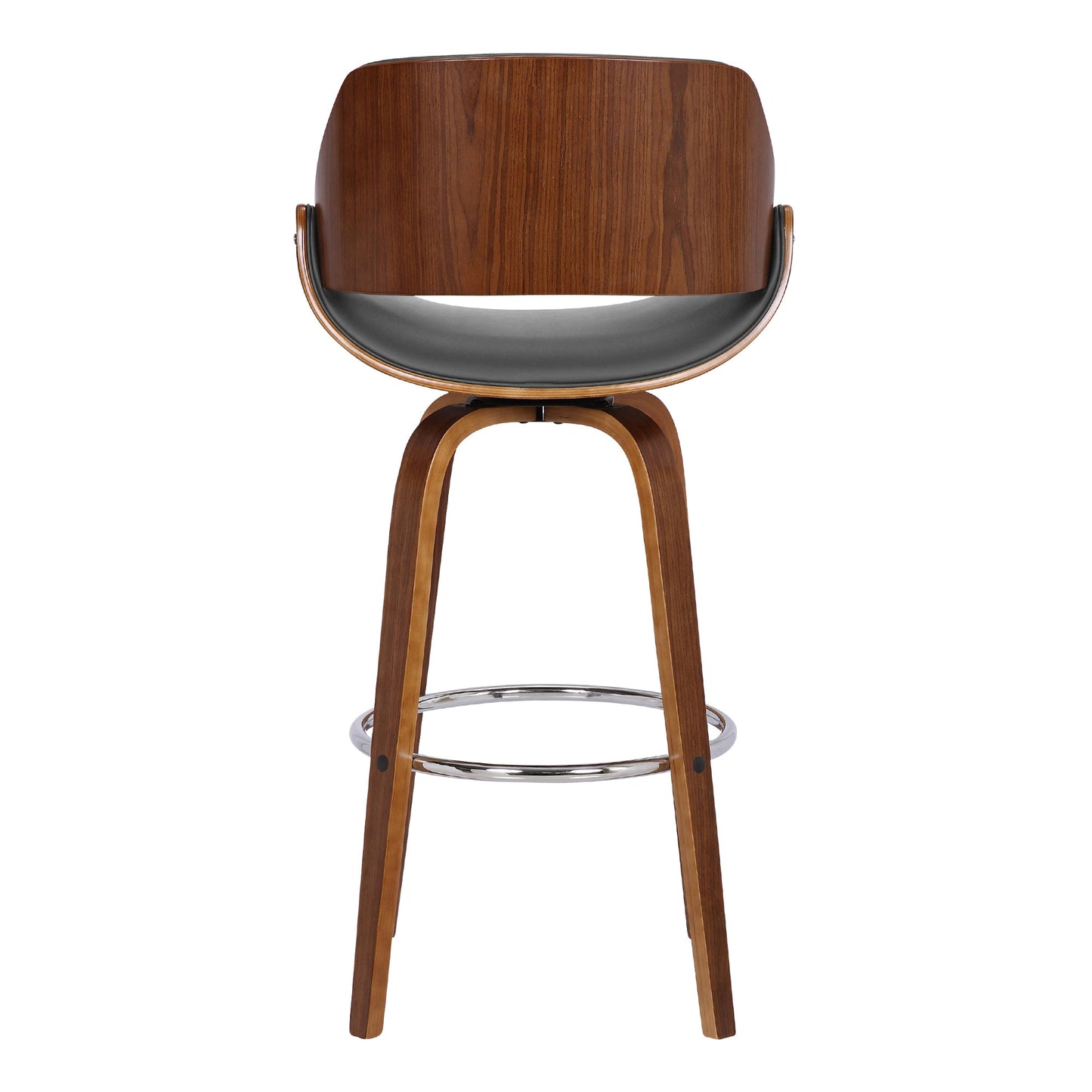 Mona Swivel Faux Leather Counter and Bar Height Stool with Wood Base