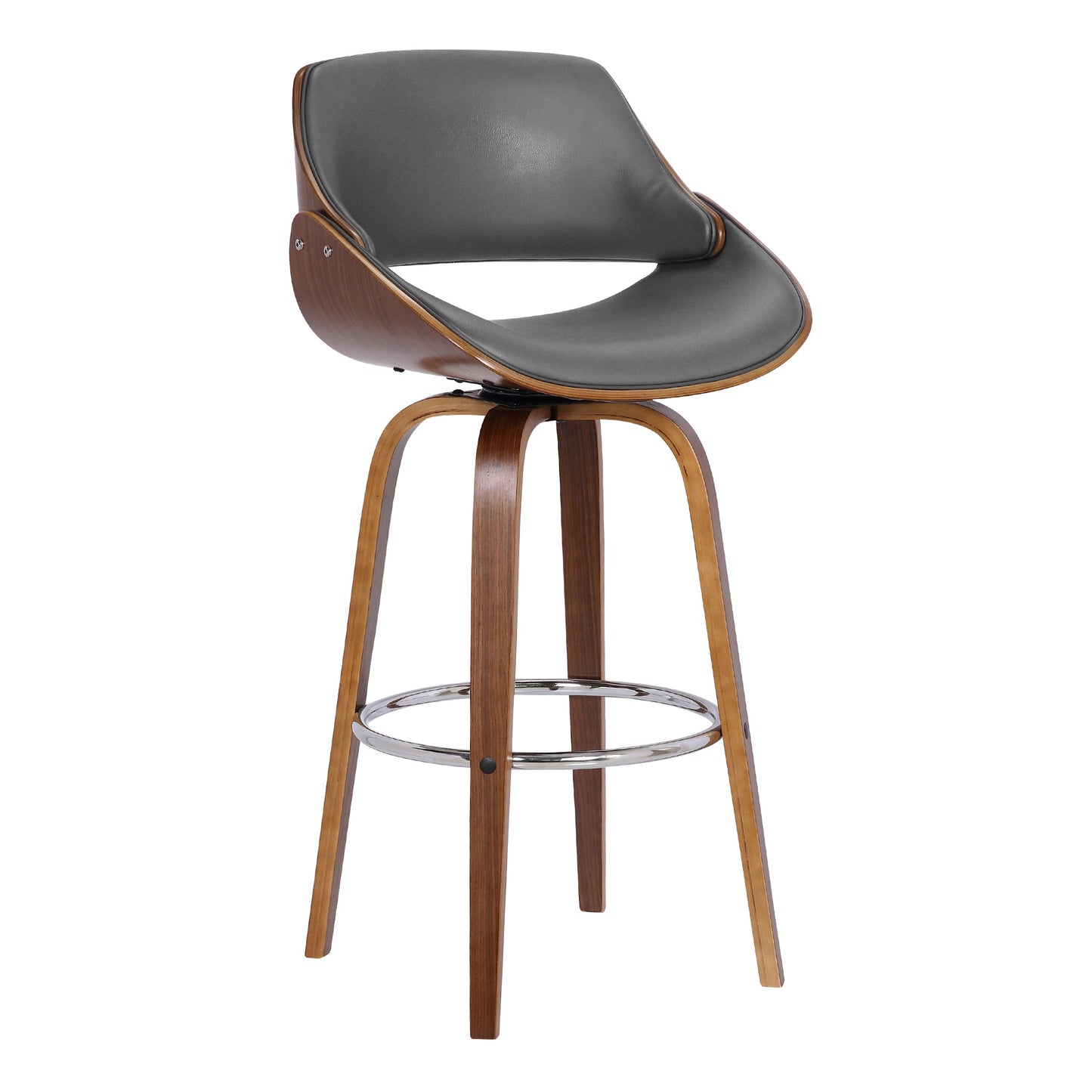 Mona Swivel Faux Leather Counter and Bar Height Stool with Wood Base