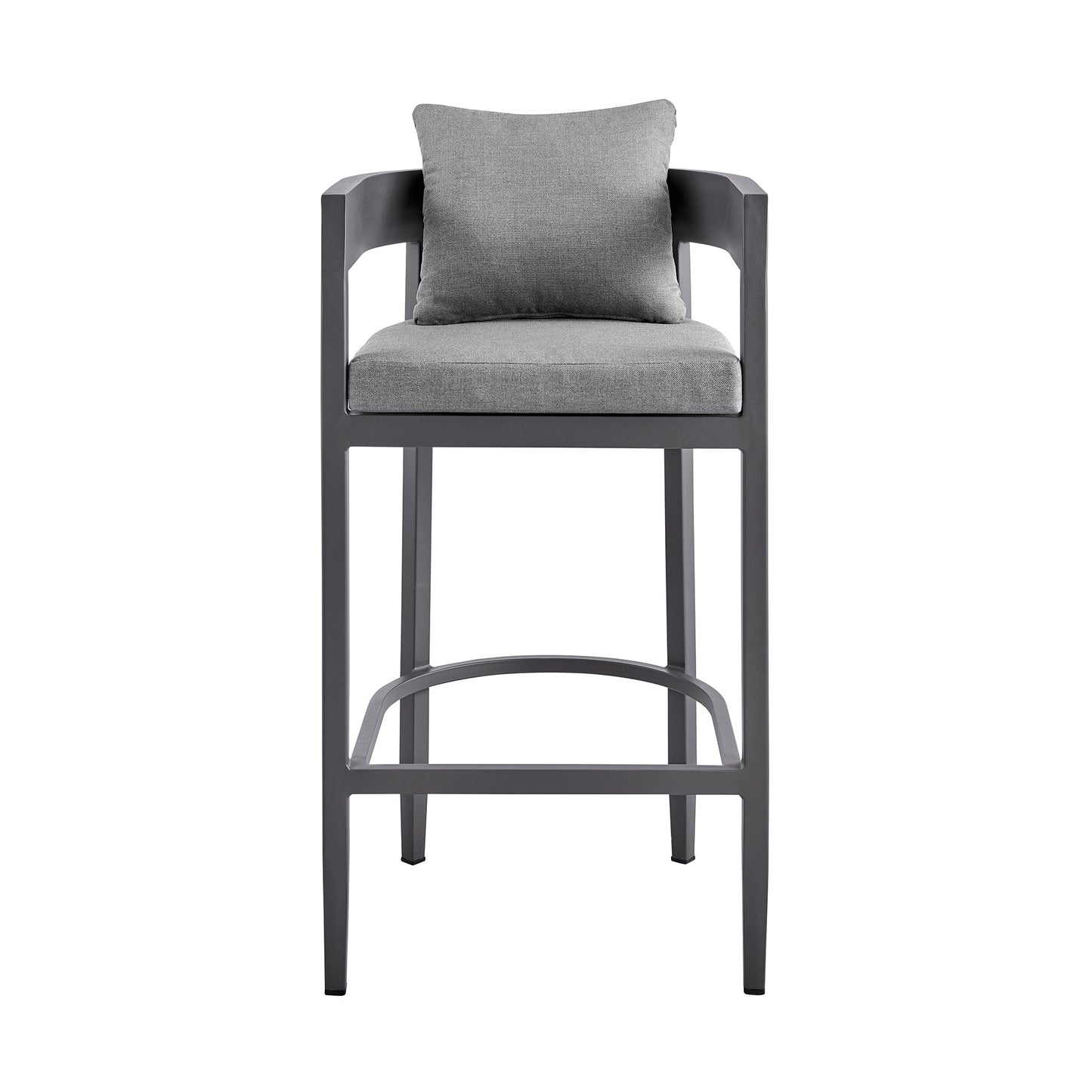 Menorca Outdoor Patio Bar Stool in Aluminum with Cushions