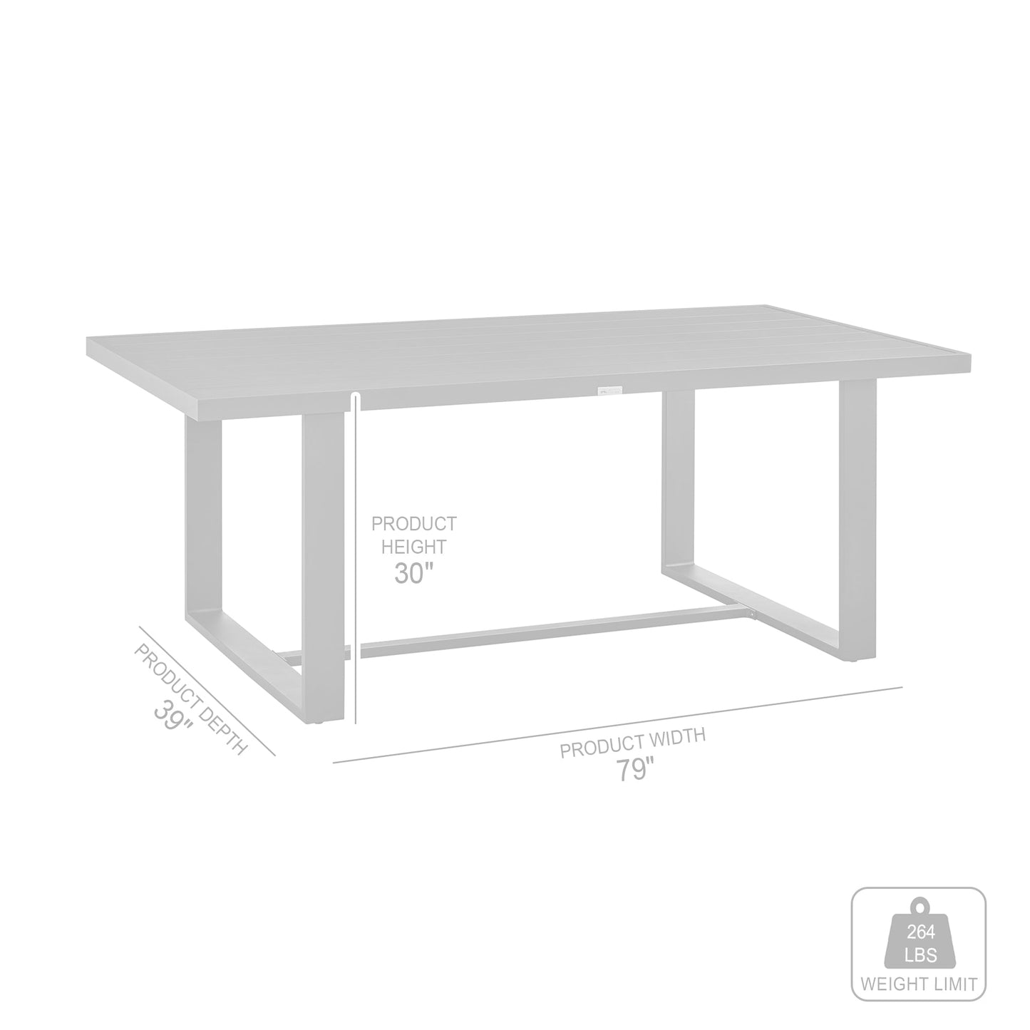 Menorca Outdoor Patio Dining Table in Aluminum