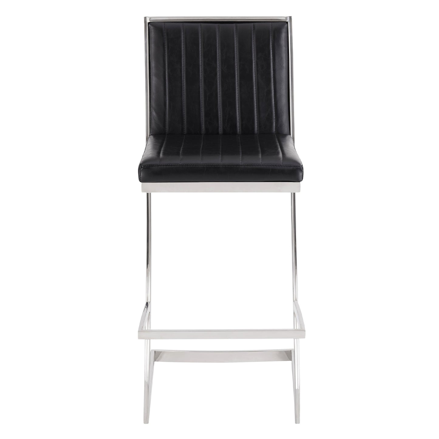 Marc 30" Vintage Faux Leather and Brushed Stainless Steel Bar Stool