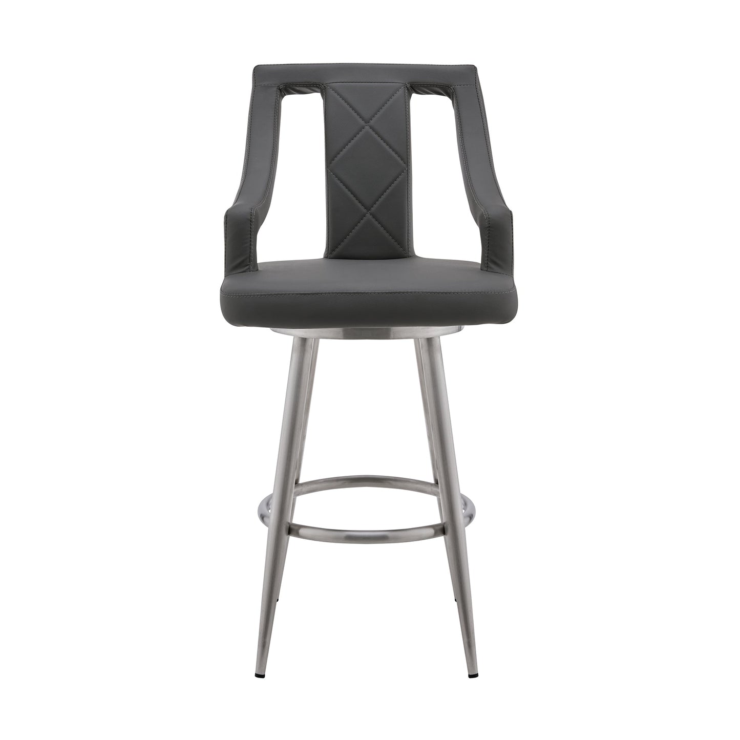 Maxen Faux Leather and Brushed Stainless Steel Swivel Bar Stool