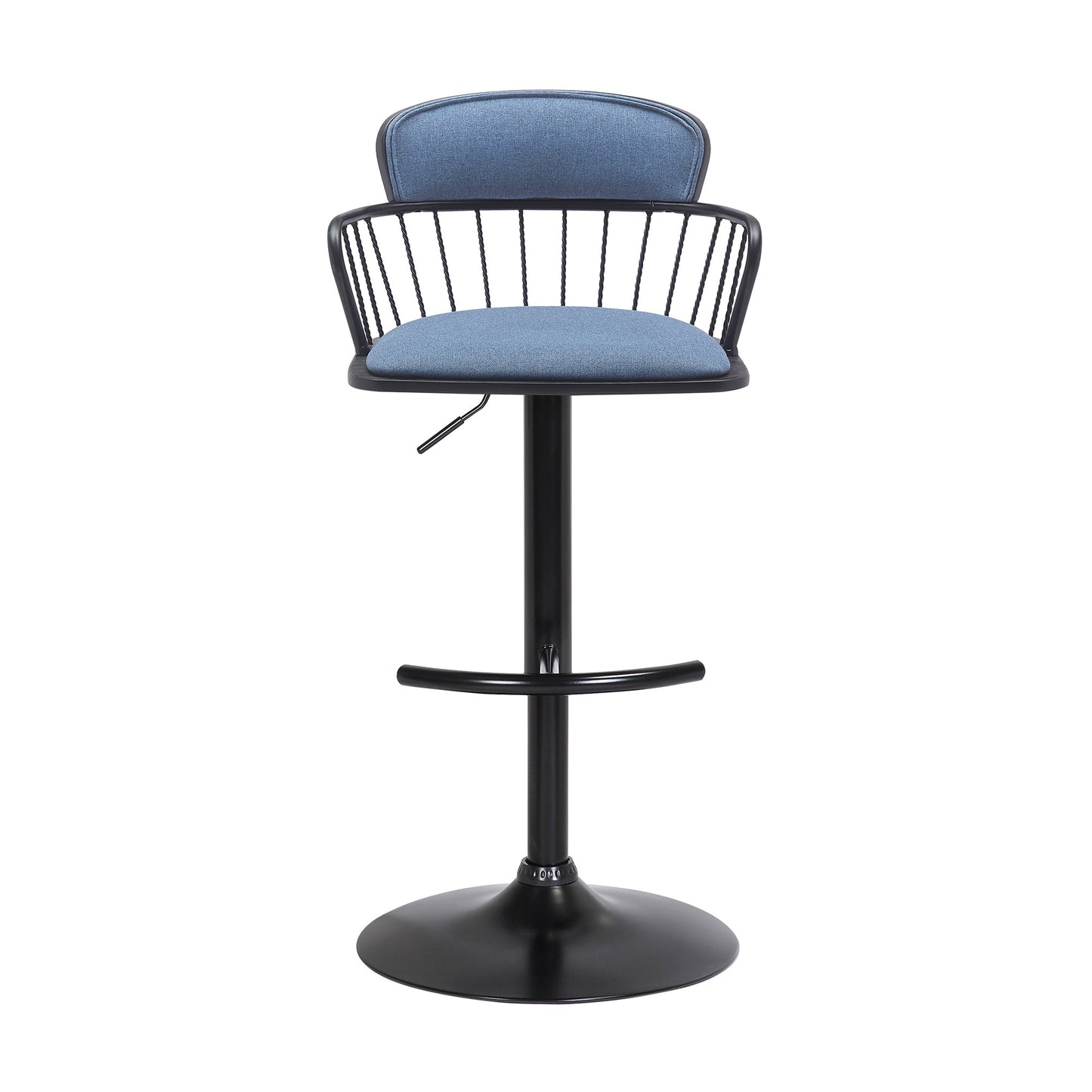 Nash Adjustable Black Wood Bar Stool with Black Metal Base
